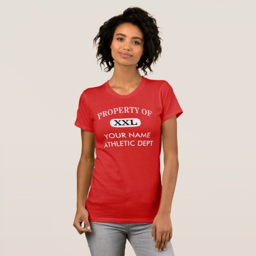 Property of XXL Your Name Womens Red Dark T_Shirt