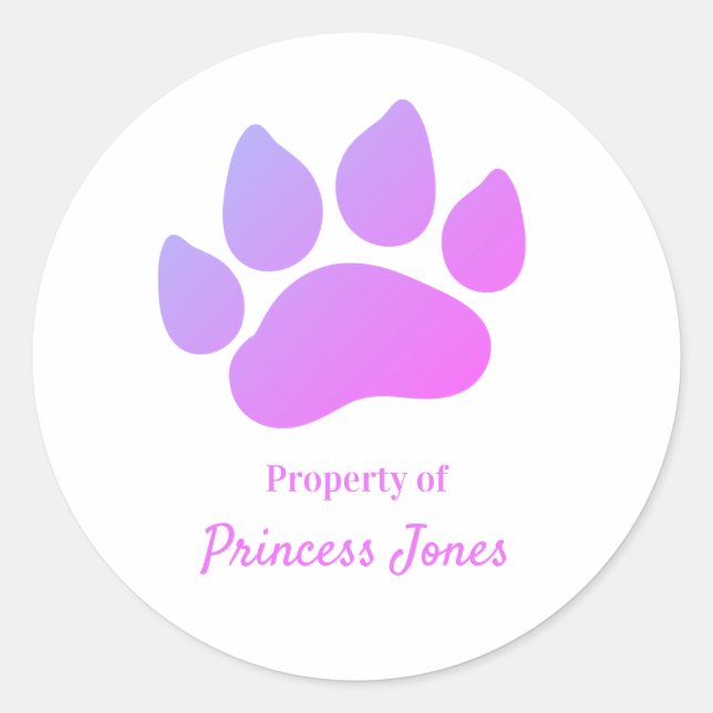 Property of Your Dog's Name Customizable Classic Round Sticker (Front)