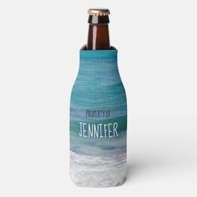 Property of Your Name Caribbean Sea Personalized  Bottle Cooler (Bottle Front)
