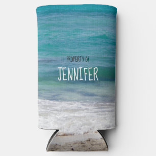Property of Your Name Caribbean Sea Personalized Seltzer Can Cooler