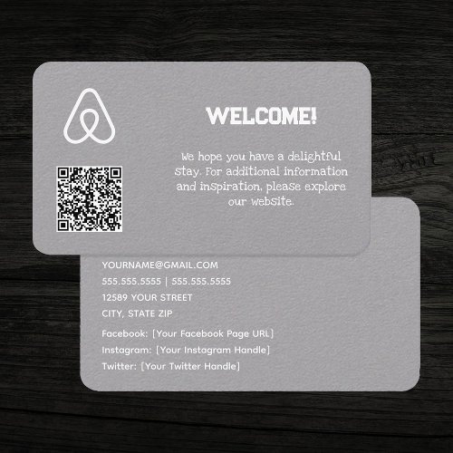  Property Owner Airbnb Custom QR Business Card