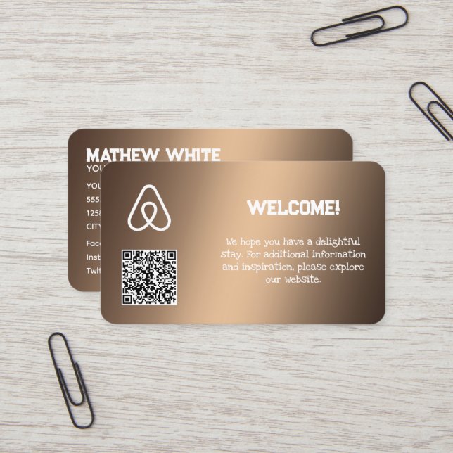 Property Owner Expert Airbnb Custom QR Business Card (Front/Back In Situ)