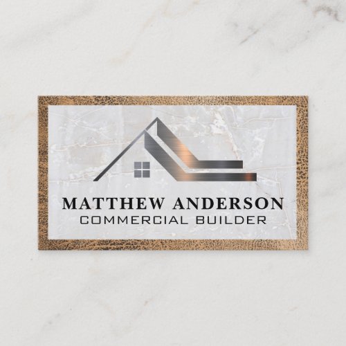 Property Real Estate Logo  Marble Leather Business Card