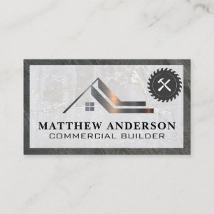Property Real Estate Logo Saw Hammer Business Card