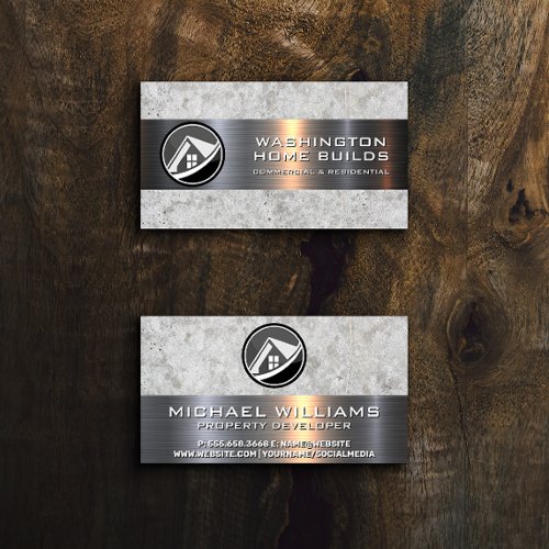 Property Real Estate  Metal Concrete Business Card