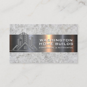 Property Real Estate Metallic Brushed Business Card