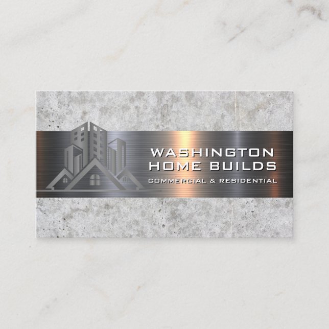 Property Real Estate | Metallic Brushed Business Card (Front)