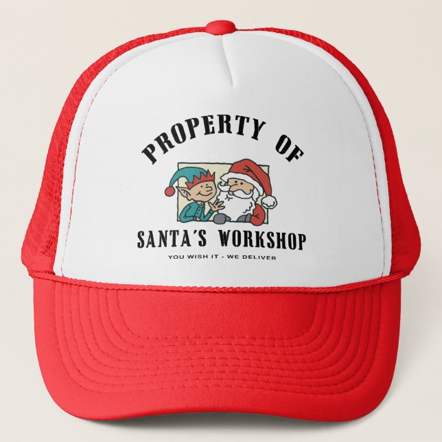 Property Santa's Workshop Gift Trucker Hat (Front)
