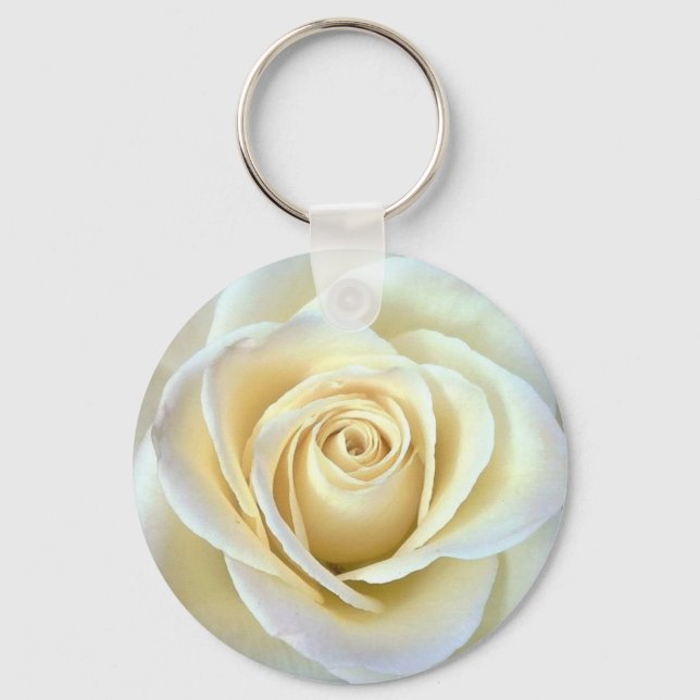 Prophecy of the Sisters White Rose Keychain (Front)