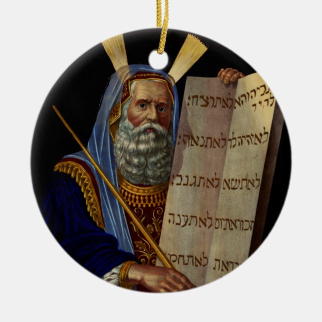 Prophet Moses with the Tablets of the Law  Ceramic Ornament (Front)
