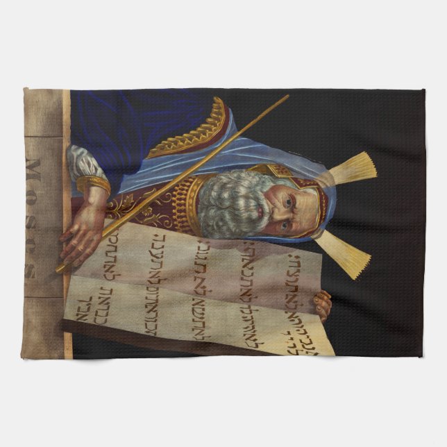Prophet Moses with the Tablets of the Law  Kitchen Towel (Horizontal)
