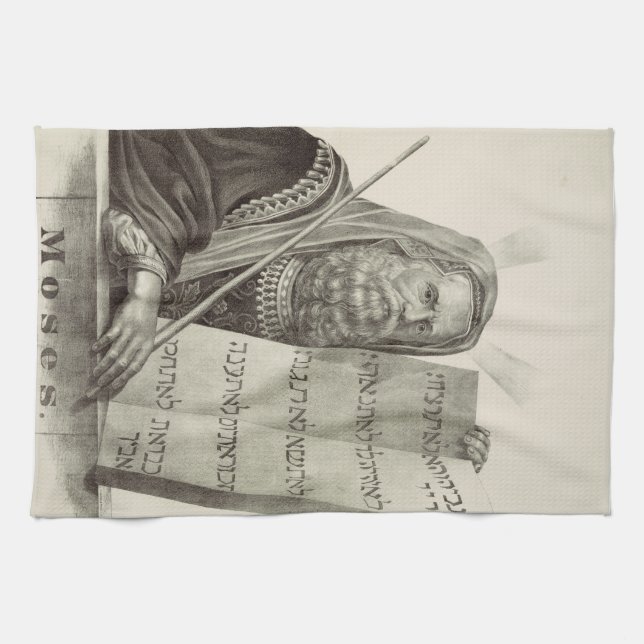 Prophet Moses with the Tablets of the Law Kitchen Towel (Horizontal)