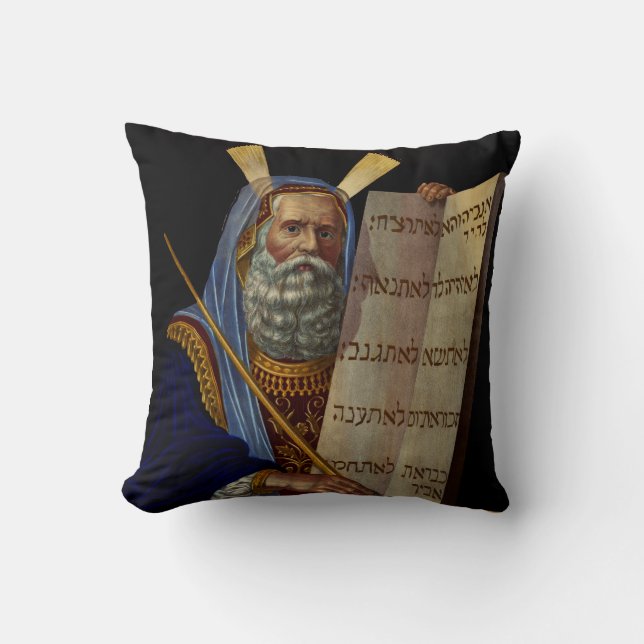 Prophet Moses with the Tablets of the Law  Throw Pillow (Front)