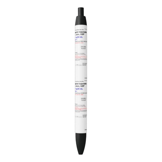 Propofol Anesthesia CRNA Black Trim Pen, Black Ink Pen (Front Vertical)
