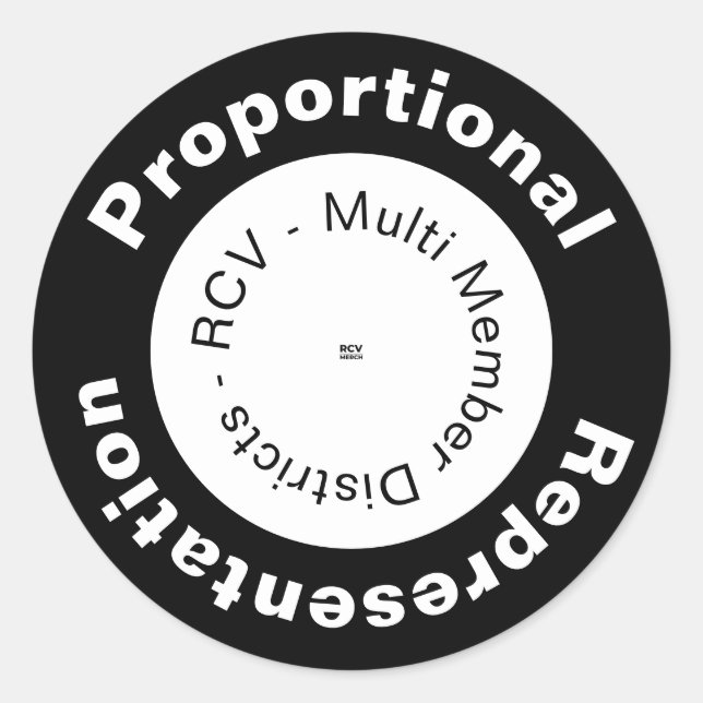 Proportional Representation circular Sticker (Front)