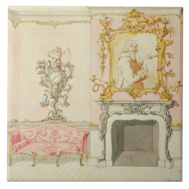 Proposal for a drawing room interior, 1755-60 (w/c ceramic tile (Front)