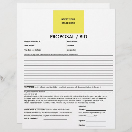 Proposal Form Deluxeforms Blank Template (Front/Back)