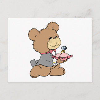 proposal or ring bearer teddy bear design postcard