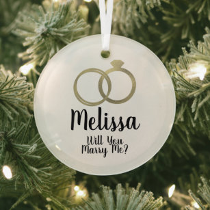 Proposal Ornament- Will You Marry Me Ring Glass Ornament