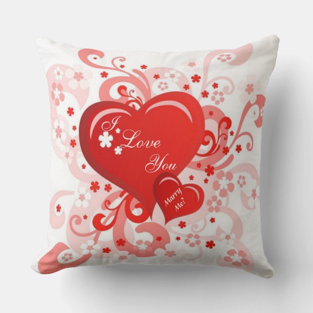 Proposal Pillow Grade A Cotton Throw Pillow/Hearts (Front)