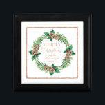 Proposal Red Rose Gold Merry Christmas Wreath Gift Box<br><div class="desc">"Proposal Red Rose Gold Merry Christmas Wreatht gift box, Will You Marry Me?." What a fun way to present your bride-to-be with her engagement ring! Elegant, hand painted watercolor Christmas wreath with pine cones, holly leaves and berries with forest gathered foliage was created by Audrey Jeanne Roberts, an internationally known...</div>
