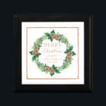 Proposal Red Rose Gold Merry Christmas Wreath Gift Box<br><div class="desc">"Proposal Red Rose Gold Merry Christmas Wreatht gift box, Will You Marry Me?." What a fun way to present your bride-to-be with her engagement ring! Elegant, hand painted watercolor Christmas wreath with pine cones, holly leaves and berries with forest gathered foliage was created by Audrey Jeanne Roberts, an internationally known...</div>