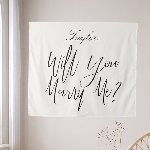 Proposal Sign Custom Name Light Cream Marry Me Tapestry