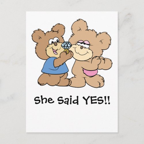 proposal wedding bears announcement postcard