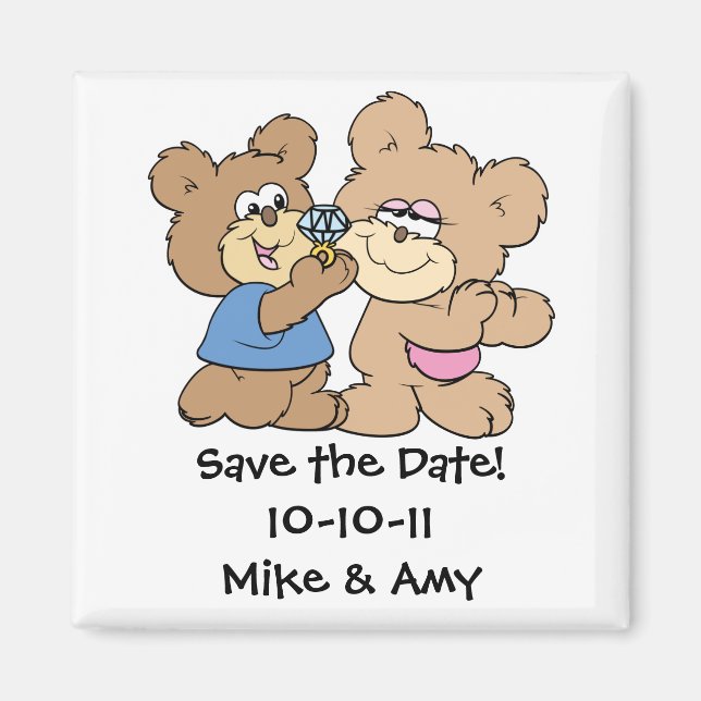 proposal wedding bears save the date magnet (Front)