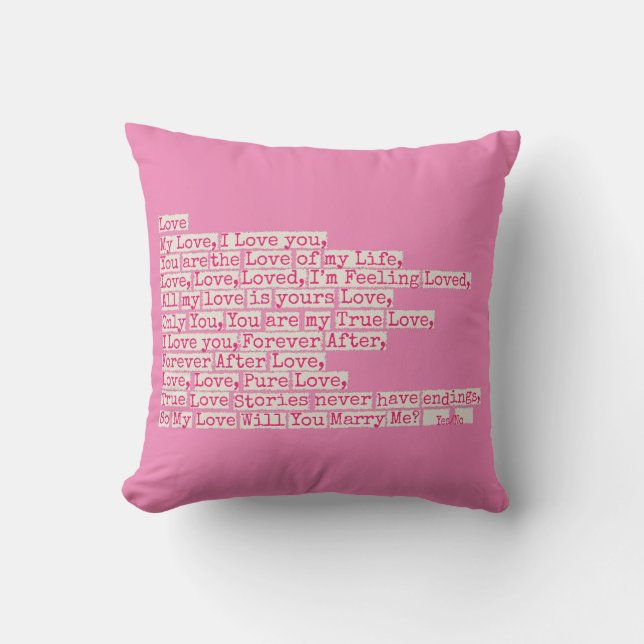 Proposal /Will You Marry Me? Throw Pillow (Front)