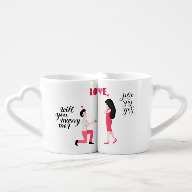 Propose, couple, boy friend girl friend coffee mug set (Front Nesting)