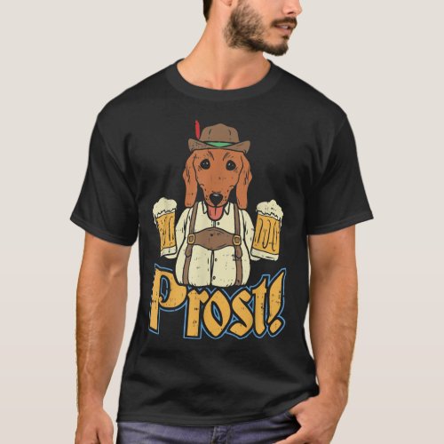 Pros Oktoberfest German Dachshund Dog Drinking Bee T_Shirt