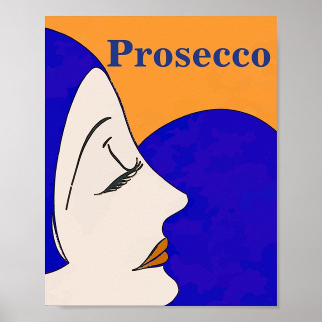 Prosecco, Abstract Woman Face Poster (Front)
