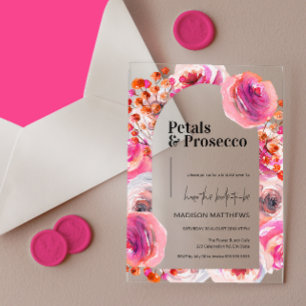 Prosecco and Flowers Bridal Shower Acrylic Invitations