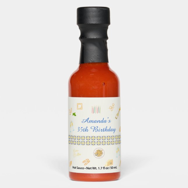  Prosecco and Pasta Birthday Hot Sauces (Front)