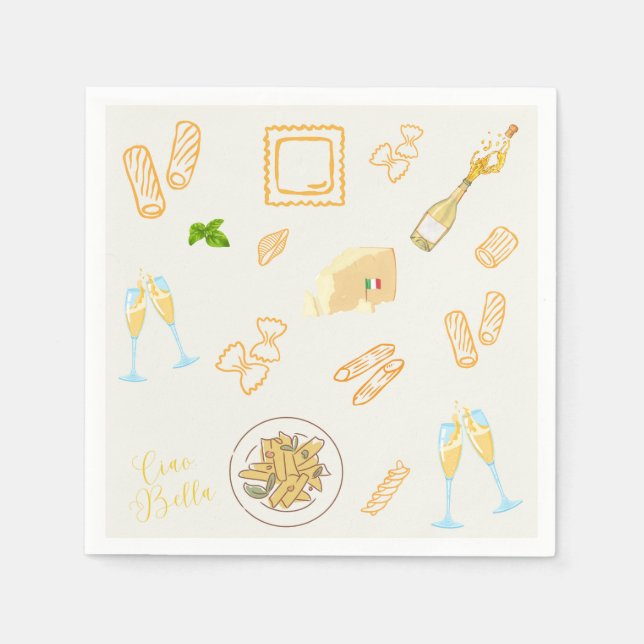 Prosecco and Pasta Birthday Napkins (Front)