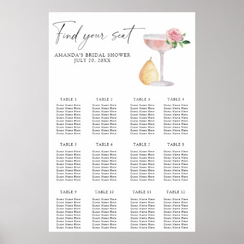 Prosecco bridal shower seating chart