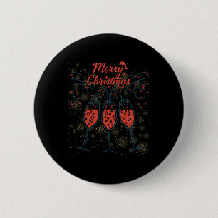 Prosecco Champagne Funny Merry Christmas Glasses Button