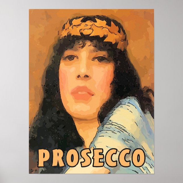 Prosecco Classical Woman, Vintage Style Poster (Front)