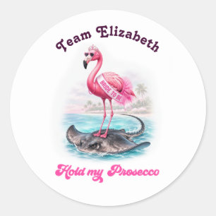Prosecco Daredevil Flamingo Stingray Bachelorette Classic Round Sticker