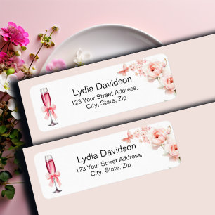 Prosecco Dusty Pink Roses Return Address Label