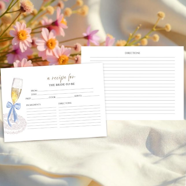 Prosecco Floral Bridal Shower Recipe Cards (Creator Uploaded)