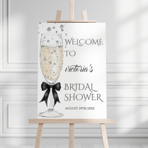 Prosecco Glass Elegant Bridal Shower Welcome Sign