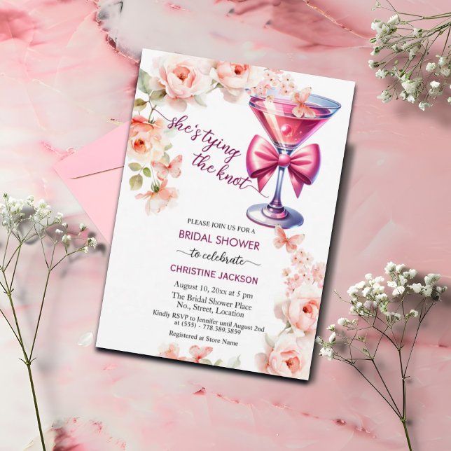Prosecco Glass She's Tying The Knot Bridal Shower Invitation (Creator Uploaded)