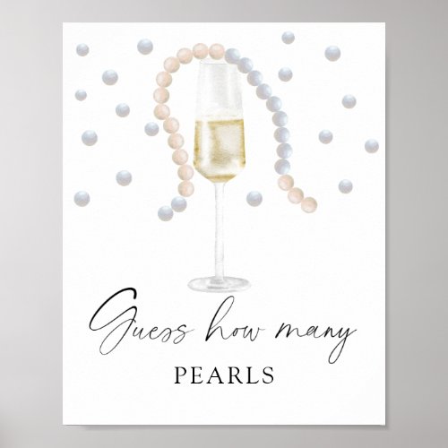 Prosecco _ how many PEARLS bridal shower game Poster