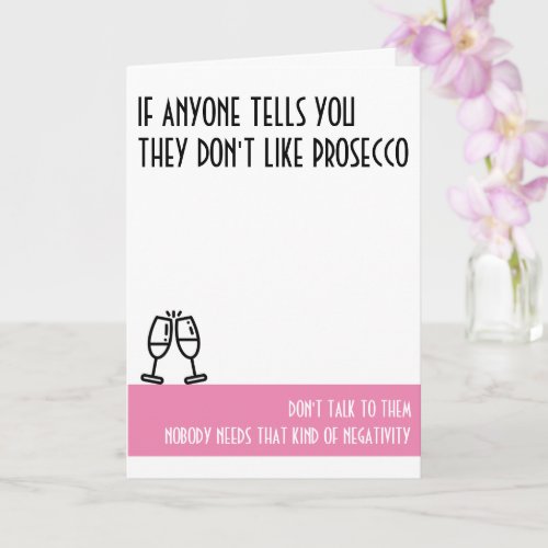 Prosecco Lovers Standard Pink Birthday Card