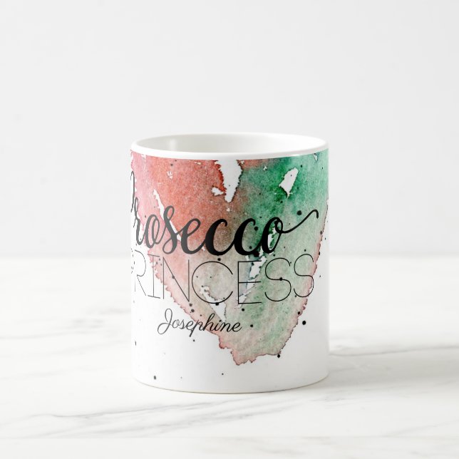 'Prosecco Princess' Girly Personalized Watercolor Coffee Mug (Center)