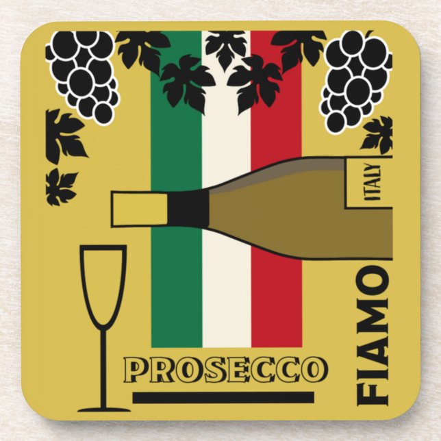 Prosecco sparkling wine   beverage coaster (Front)
