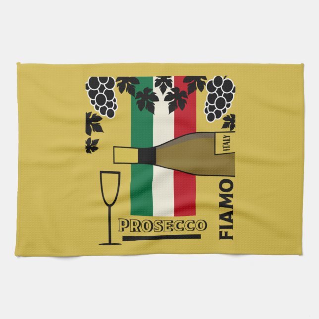 Prosecco sparkling wine kitchen towel (Horizontal)
