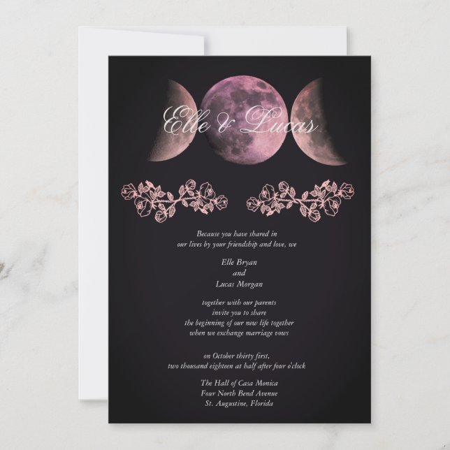 Prosecco Triple Moon Wedding Invitation (Front)
